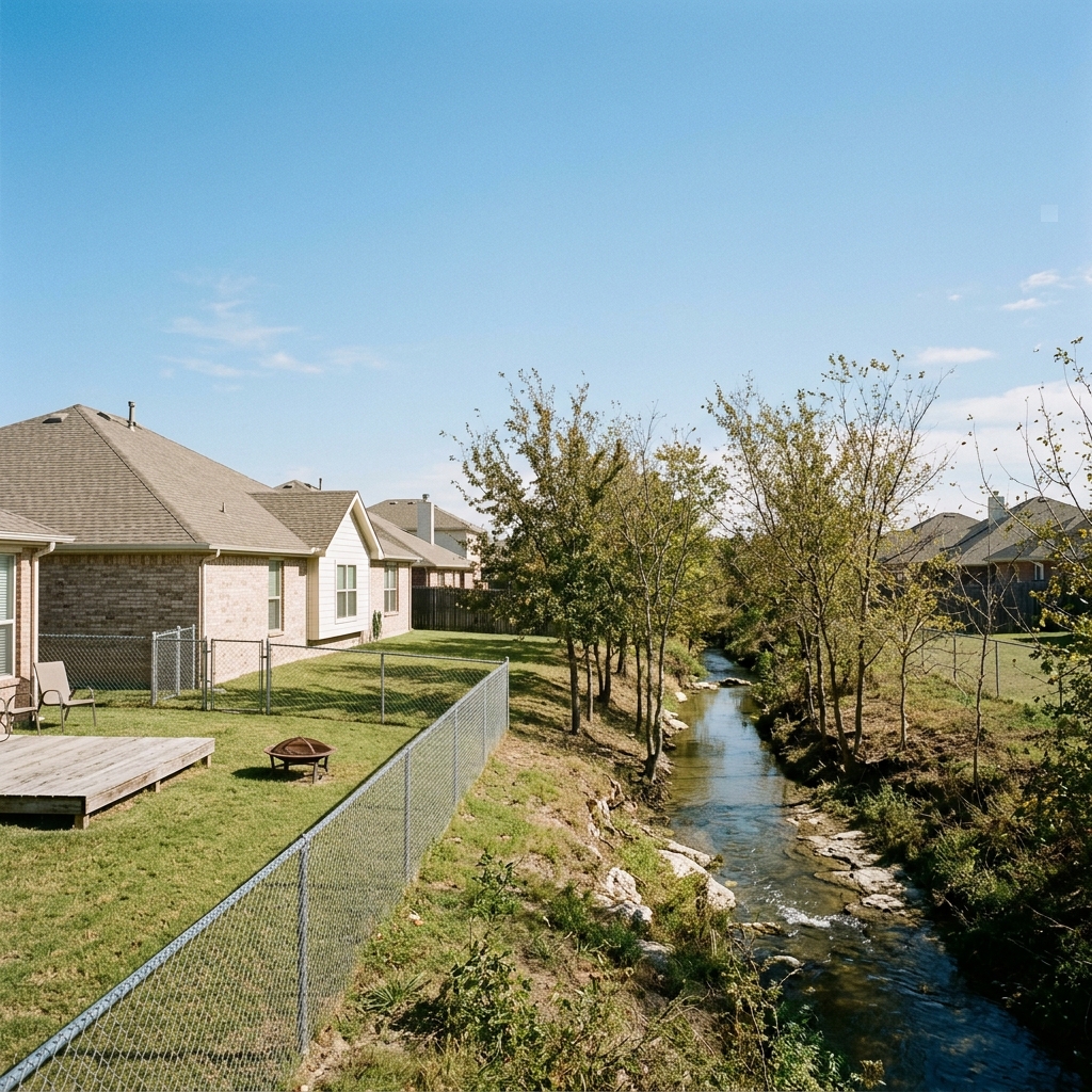 A home near Big Fossil Creek in Haltom City, illustrating creek-adjacent flood risk