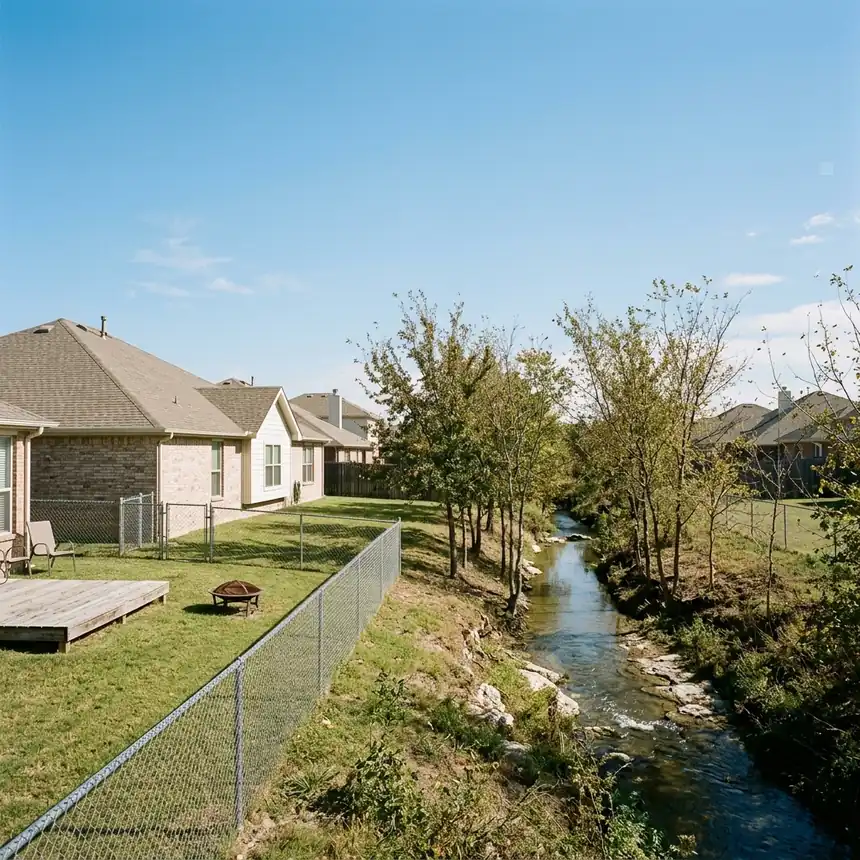 A home near Big Fossil Creek in Haltom City, illustrating creek-adjacent flood risk